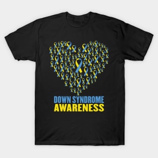 Down syndrome awareness design with ribbon heart T-Shirt